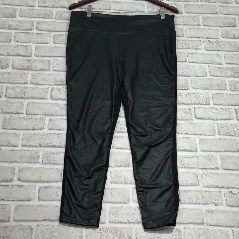 Stella and Dot You‎ are Loved Faux Leather Front Knit leggings Women's Size L